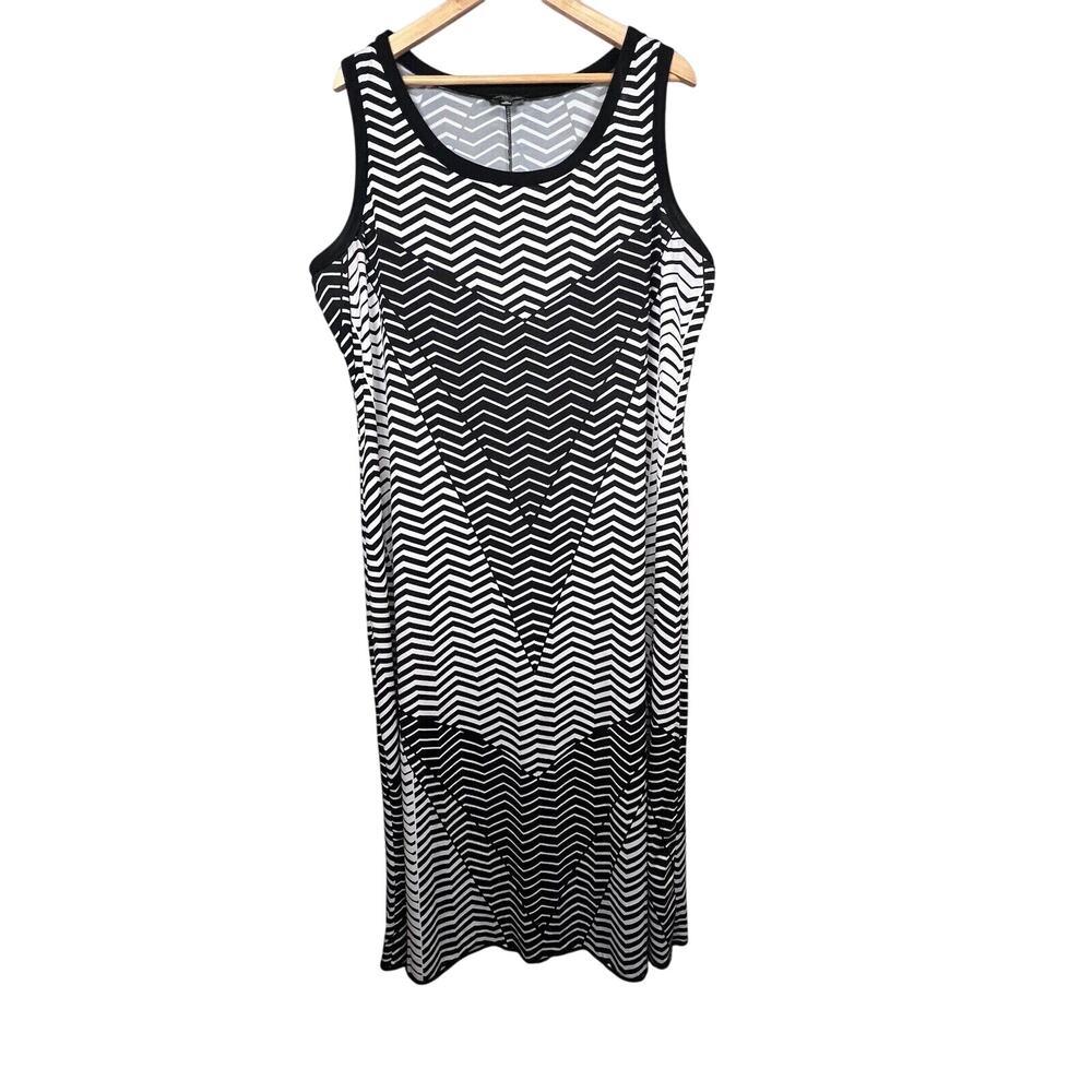 Notations Dress Women’s Size 2X Sleeveless Black & White Maxi *Flaw*
